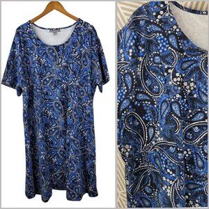 NEW Jessica London Shirt Dress Plus size 26W Paisley Floral Casual Blue